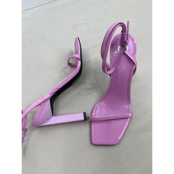 Marc Fisher Arthur Heels Size 7 Pink Strappy Square Toe Ankle Strap Modern Chic - Picture 11 of 12